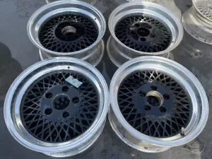 15 VINTAGE WHEELS RIMS ALLOY MAG AMERICAN RACING MESH AR192 92 BLACK POLISHED - Picture 1 of 10
