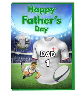 Fathers Day Rugby Badge Card For Dad - Choose Any Rugby Team Shirt / Colours - Picture 1 of 195