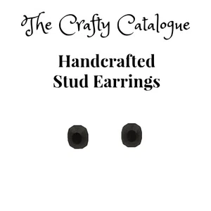 Black Beveled Princess Cut Studs Made From Plant-Based Polymer Resin - Picture 1 of 4