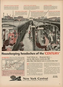 1944 Railroad Railway New York Central Vintage Print Ad Housekeeping Clean Train - Picture 1 of 9