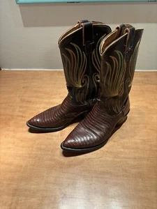 Vintage Lizard Hyer Cowboy Western Pointed Toe Boots Men’s Size 9b Comb Last Euc - Picture 1 of 5