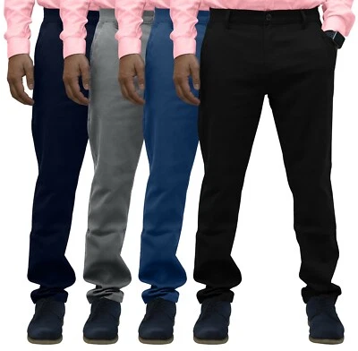 Herren Chinohose normale Passform flache Front lässige entspannte Stretch Hose - Bild 1 von 4