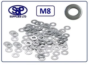 M8 - 8mm - 8MM STAINLESS STEEL WASHER FORM A FLAT WASHER STAINLESS ST/STEEL - Picture 1 of 4