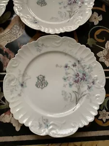 Set Of 6 Monogram Plates French Faience G. Boutigny, France, Antique RARE - Picture 1 of 12