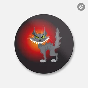 Evil Cat Animal | 4'' X 4'' Round Decorative Magnet - Picture 1 of 2