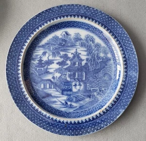 ANTIQUE STAFFORDSHIRE PEARLWARE CONVERSATION BLUE PRINTED DINNER PLATE C1800 - Picture 1 of 5
