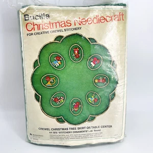 VTG BUCILLA CREWEL STITCH KIT CHRISTMAS TREE SKIRT/TABLE CENTERPIECE-#1875-NOS - Picture 1 of 11