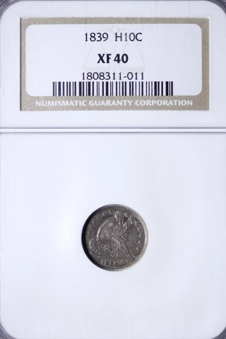 1839 Seated Liberty Half Dime NGC XF40 Very Sharp Early Date In The Series YPG Cover