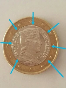 Moneta 1 euro LETTONIA LATVIJAS 2016 - Fanciulla Lettone - errore decentrata - Foto 1 di 8