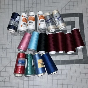 Lot of 17 OVERLOCK polyester Serger Thread - Unused/used. Multi Colors/brands - Picture 1 of 8