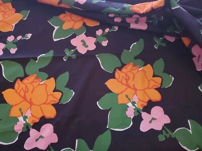 Extremo de perno negro de gasa de algodón flores tropicales de verano de 1 yarda  Foto 1 de 4