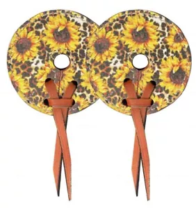 Protectores de brocas de cuero Showman con estampado de girasol y guepardo - Imagen 1 de 1