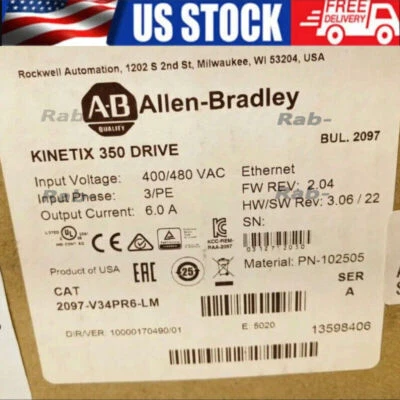 Servo Driver Allen Bradley 2097-V34PR6-LM/A Kinetex 350 2097V34PR6LM NUEVO EN CAJA Foto 1 de 4
