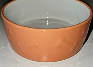 "NEU Korallen Lachsfarbene Keramik Hundeschüssel mit geprägten Knochen von Frisco 5"" x 2,5" - Bild 1 von 6