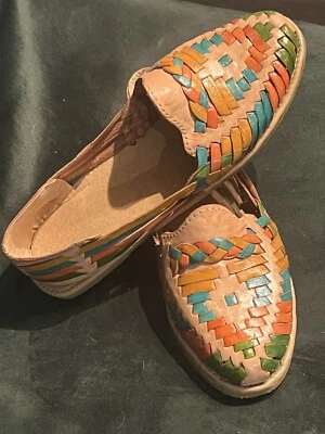 Mocasines de cuero genuino hechos a mano talla 7 Huarachas mexicanas de EE. UU.   Foto 1 de 4
