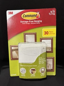 Command 3M 16 lb. Damage-Free Picture Hanging Strips 30 Pairs (60 Strips) NIB - Picture 1 of 5
