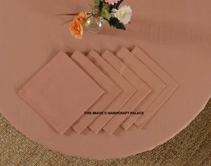Luxury Rose Gold 12 PC Napkins Set Handmade Solid Pure Cotton 16"X16" Cloth Set - Picture 1 of 5