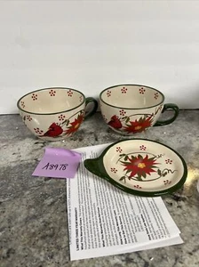 TEMP-TATIONS SET Cardinal Poinsettia 22oz SUPPE MAHLZEIT TASSEN mit DECKEL IT TABLETT SELTEN 3 Stück - Bild 1 von 12