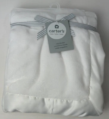 NUEVO CON ETIQUETAS Carters Blanco Terciopelo Suave Boa Mate Borde Satinado Acogedora Manta Bebé Difícil de Encontrar Foto 1 de 4