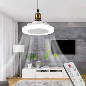 LED Fan Light Ceiling Light Dimmable Adjustable Wind Speed Remote Control Home - Picture 1 of 13