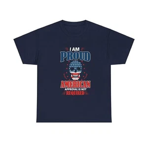Maglietta in cotone pesante unisex patriottica approvazione americana non richiesta non richiesta non - Foto 1 di 17