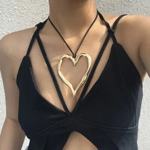 Collar colgante corazón grande exagerado declaración joyería de moda para mujer - Imagen 1 de 8