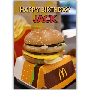 MCDONALD'S PERSONALISED BIRTHDAY CARD, Fast Food Takeaway Burger Big Mac Friend - Picture 1 of 8