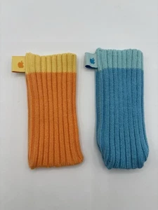 Apple iPod Socks 2004 Knit Sleeves -  Blue & Orange - Set Of 2- Preowned - Picture 1 of 6