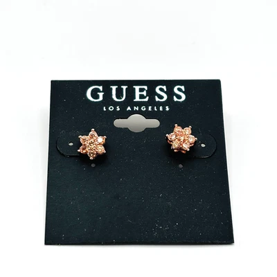 Aretes con racimo en tono oro rosa GUESS diseño de flores de diamantes de imitación brillantes nuevos con etiquetas Foto 1 de 3