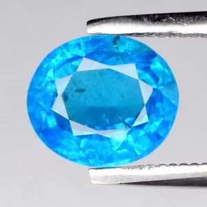 π 1.24ct 7x6mm Oval Natural Blue Apatite - Unheated, Madagascar Gemstone - Picture 1 of 4