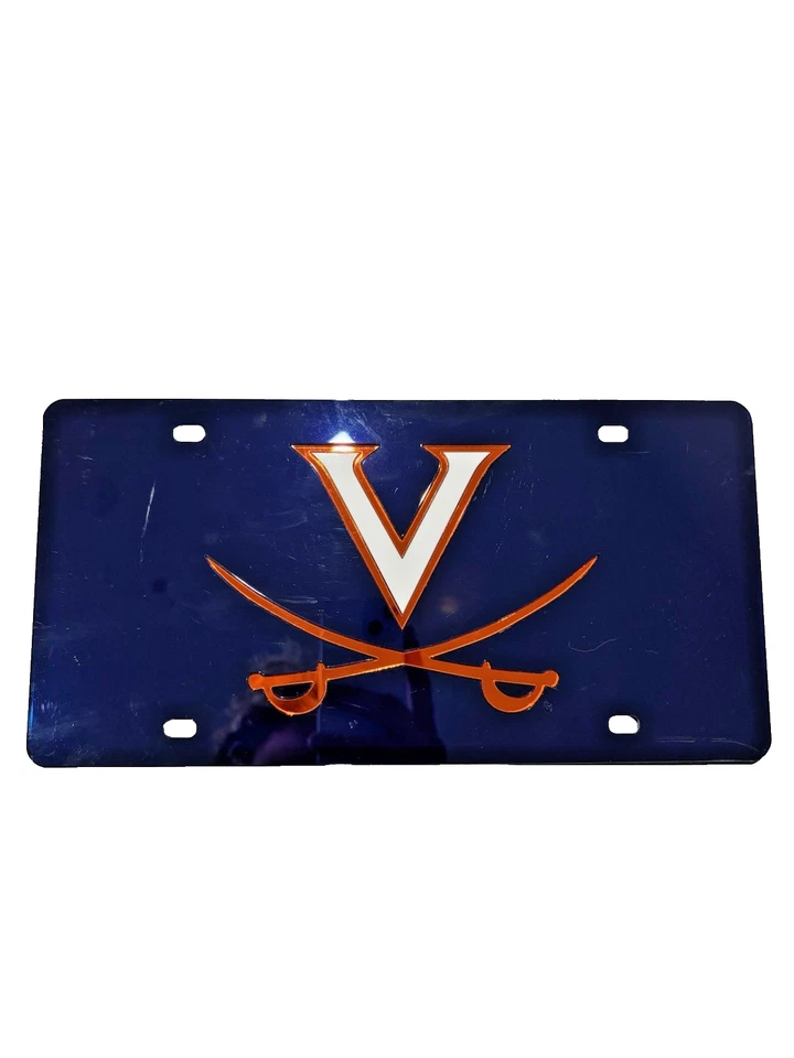 Placa de licença University of Virginia Cavaliers corte a laser etiqueta, azul, espelhada EUA - Imagem 1 de 4