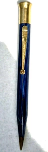 "THOMPSON* Gold Filled" Beautiful Blue Striated/Gold Filled Trim Working Pencil - Picture 1 of 15