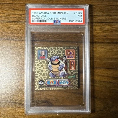PSA 7 JAPANESE POKEMON BLASTOISE AMADA #D125 SUPER DX GOLD STICKER 1999 - Image 1 of 2
