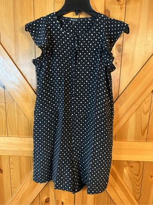 Madewell  Romper Size Extra Small 100% Silk Black White Polkadot  Ruffle Trim Po - Image 1 of 4