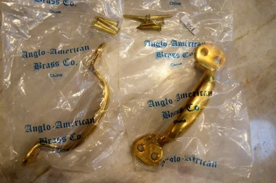 NOS Heavy Duty Cast Brass Large Door Drawer Box Pull Handles 4 3/4" Hole centers - Image 1 of 3