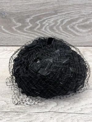 Sombrero Pastillero Hecho en Unión Negro Tejido Nylon Luto Calavera DE COLECCIÓN Original Foto 1 de 4