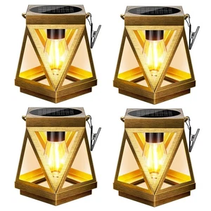 Solar Lanterns Outdoor Waterproof, 4 Pack Upgraded Metal Hanging Solar Lights... - Picture 1 of 8