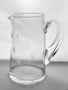 STAR DUST 48oz Clear Blown Glass Pitcher by CG QUARTZEX Crystal 8” H, Vintage - Picture 1 of 6