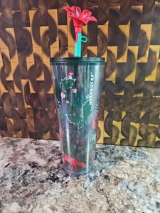 Weihnachten Starbucks Tumbler Weihnachtsstern 24 Unzen Venti Flower Straw Topper 2022 - Bild 1 von 7