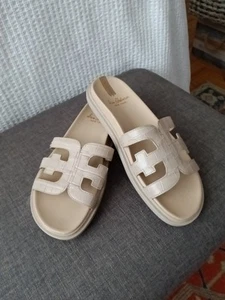 Sam Edelman New York Valerie Slide Damenschuhe Sandalen Größe 9,5 elfenbeinfarbenes Leder - Bild 1 von 4
