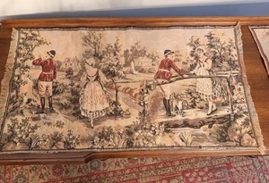 Arazzo belga scena corteggiamento spagnolo vintage 36” x 19” - Foto 1 di 4