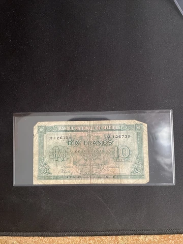 1943 Belgium 10 Francs Circulated Cover
