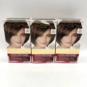 Loreal Paris Excellence Creme Hair Color #5 Medium Brown 3 Pack - Picture 1 of 5
