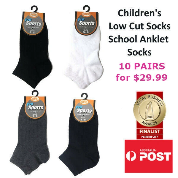 Children's Premium Cotton Low Cut Ankle School Socks Kids Anklet Socks 10x PAIRS - Image 1 of 1