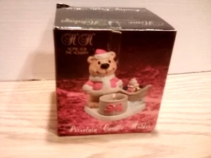  K-Mart  Christmas Home for the Holidays  Santa Bear Porcelain Candle Holder  - Picture 1 of 11