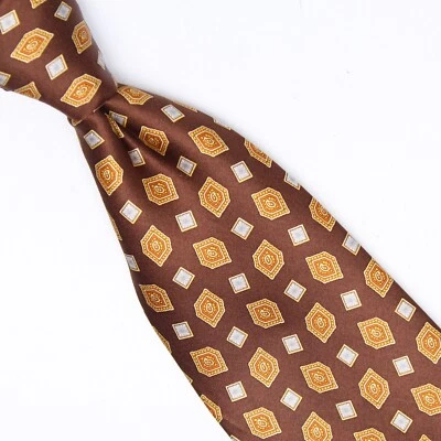 Corbata de seda Lanvin Paris para hombre bronce marrón cobre dorado corbata con estampado geométrico  Foto 1 de 4