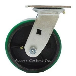 6AEMIS 6" x 2" Swivel Plate Caster, Poly on Cast Iron Wheel, 1200 lbs Capacity - Picture 1 of 2
