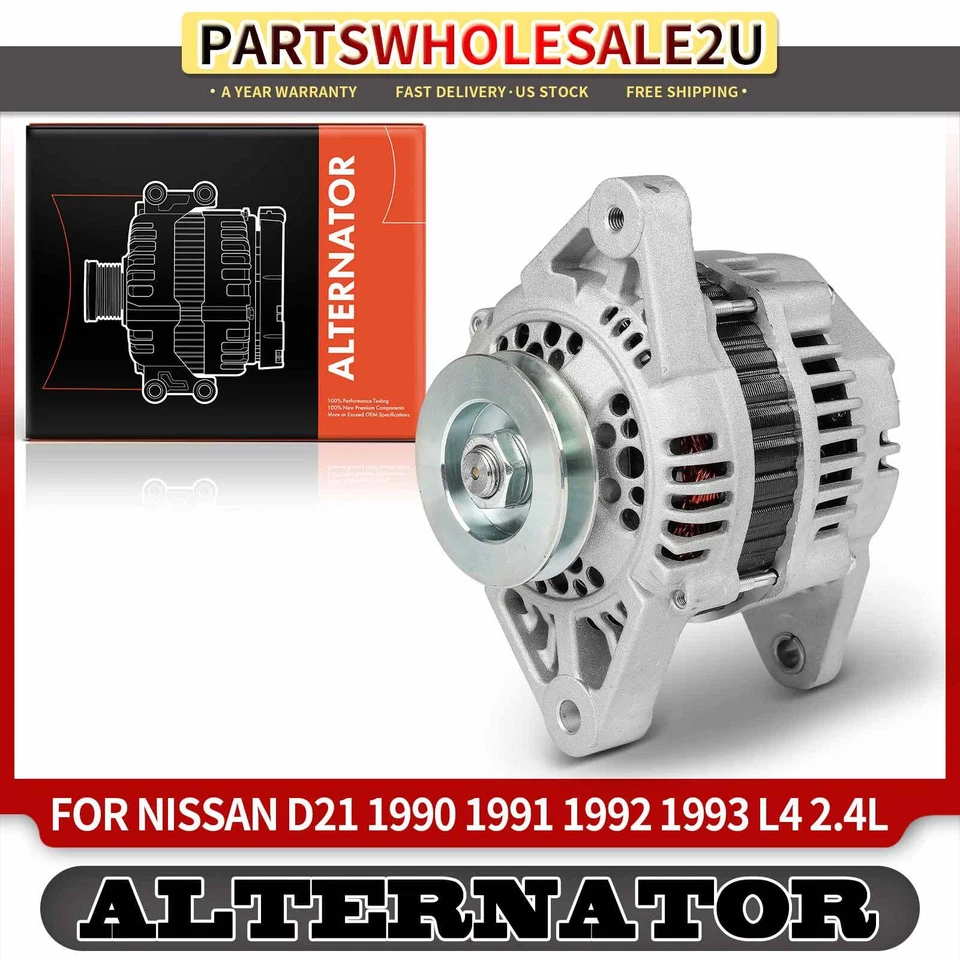 Alternador para Nissan D21 1990 1991 1992 1993 L4 2,4 L 60 Amp 12 voltios CW 1 ranura Foto 1 de 4
