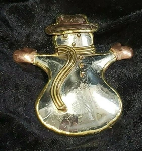 Mexiko Vintage dreifarbige Silber/Gold/Kupfer Schneemann Brosche Anstecknadel Anhänger - Bild 1 von 10