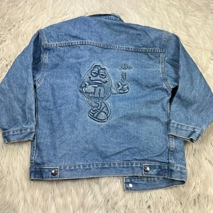 Vintage 90's Planet Mars Youth 14 Embossed Denim Jacket Yellow Peanut M&M - Picture 1 of 8